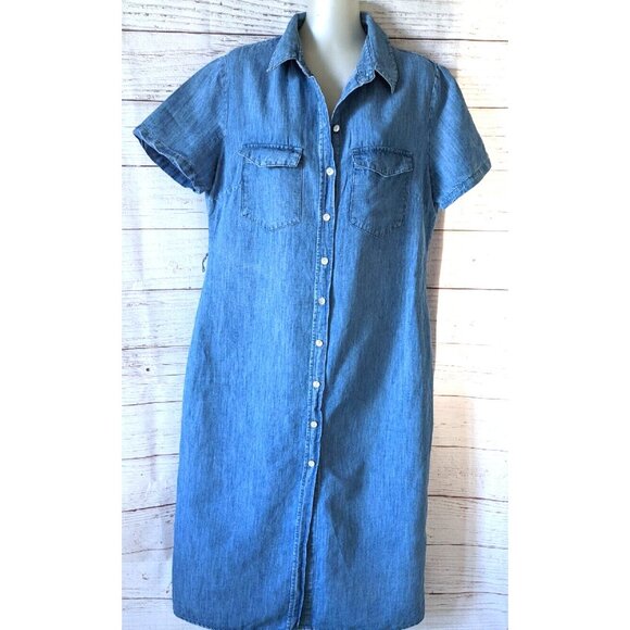 Zara Women's Denim Shirt Dress The 90th Collection Blue Midi Linen Blend Size XL - Picture 2 of 16